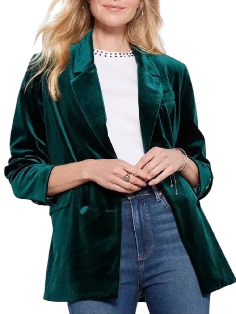 BLANKNYC Street Smart Velvet Blazer in Emerald Green Size Small
